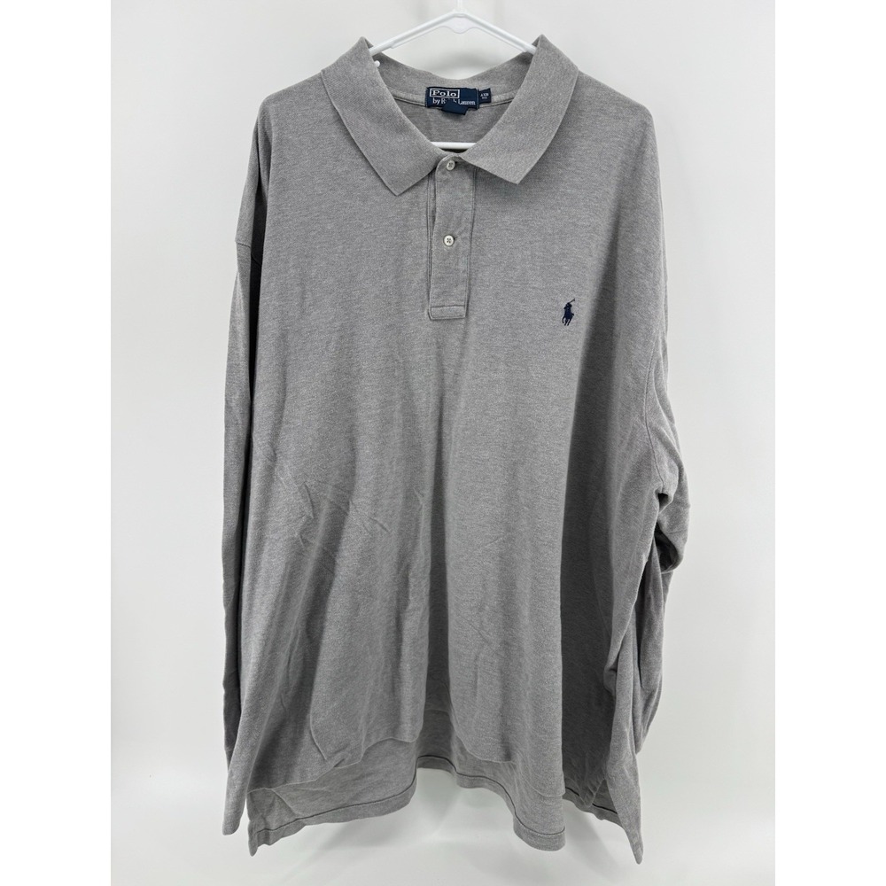 Polo by Ralph Lauren Polo Shirt Men's 4XB Long Sleeve‎ Gray Cotton